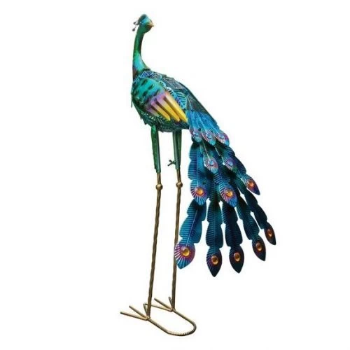 Peacock Solar Garden Ornament - Looking Back